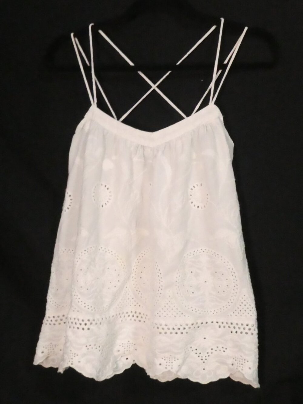 ZARA Trafaluc Collection White Eyelet Lace Strappy Camisole Tank Top - medium